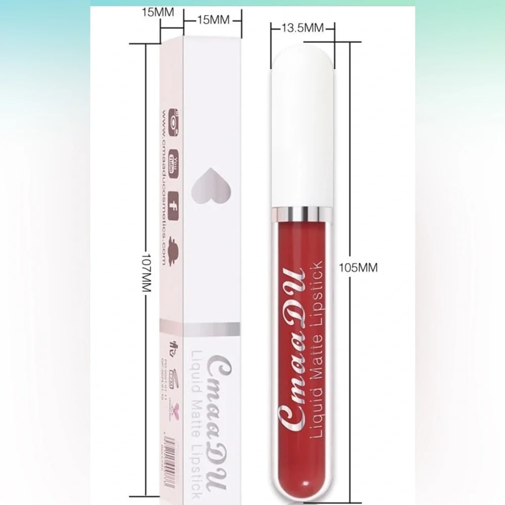CmaaDu (7) Rose Red Liquid Matte Lipstick. 24 Hour Lips.  #07